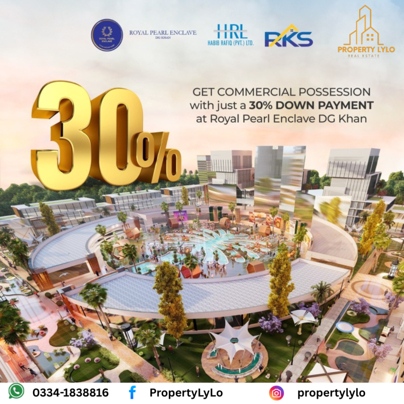 Get Commercial Possession with Just 30% Down Payment! ???? Royal Pearl Enclave DG Khan offers an incredible opportunity to secure your commercial space 