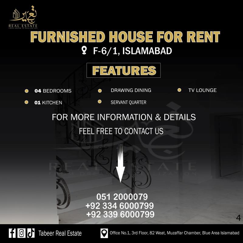 Furnished House For Rent F-6/1