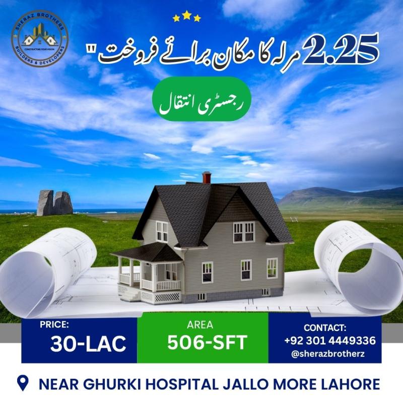 2.25 Marla Beautiful House for Sale in Lahore, Jallo More