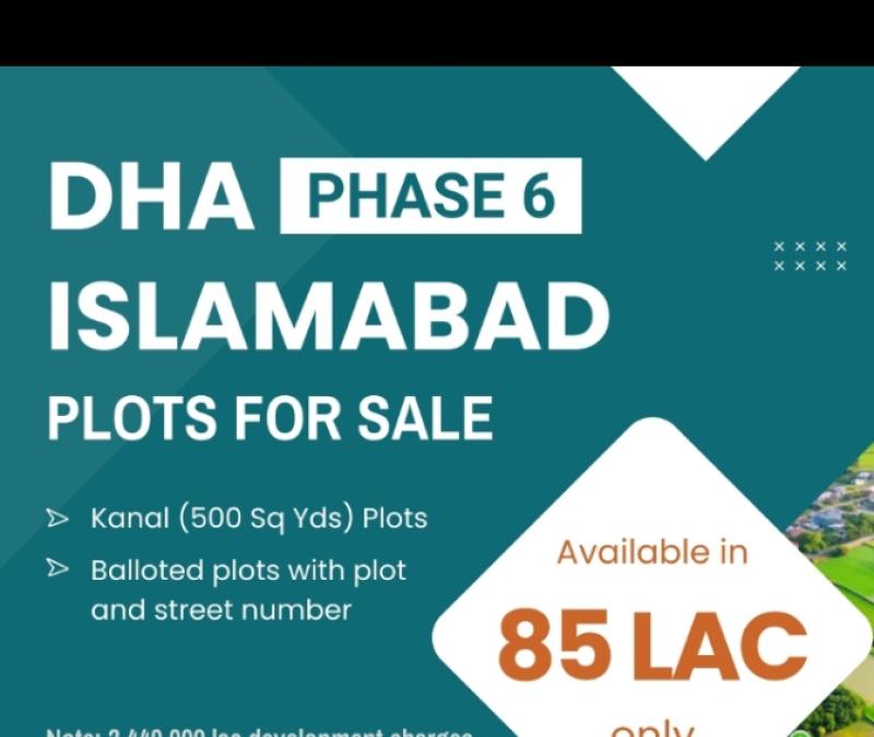 DHA PHASE 6 Sector D- 1 Kanal plot for sale