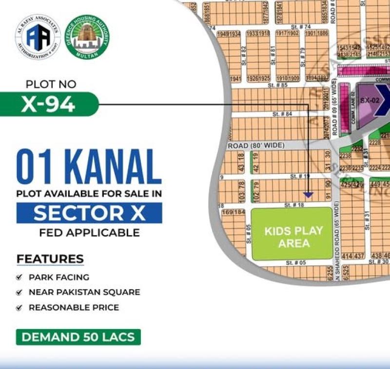 1 kanal Plot for Sale at DHA Multan 